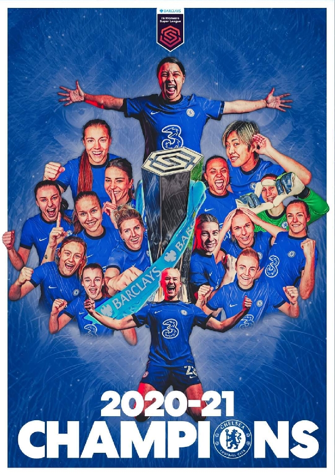 2020-21시즌 리그 우승을 차지한 첼시 위민(첼시 SNS)© 뉴스1