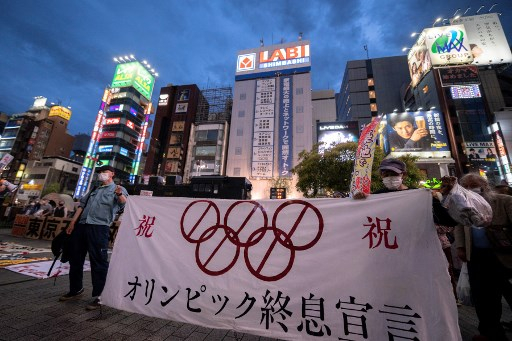 도쿄올림픽 개최를 반대하는 일본 시위대 /사진=AFP