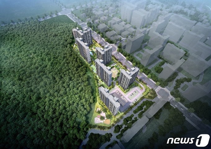한화건설이 충북 충주기업도시에 분양하는 '한화 포레나 서충주' 조감도.(한화건설 제공)2021.6.21/© 뉴스1