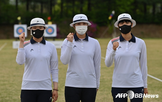 왼쪽부터 강채영, 장민희, 안 산./AFPBBNews=뉴스1