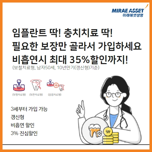 임플란트·충치치료 '딱'…미래에셋생명 '온라인 비흡연딱딱치아보험'
