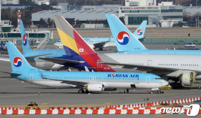 지난해 12월 17일 오후 인천공항 제1터미널에 계류돼 있는 여객기의 모습. /사진=뉴스1