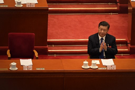 지난 3월 8일 중국 베이징 인민대회당에서 열린 전국인민대표대회(전인대) 연설에서 시진핑 중국 국가주석이 박수를 치고 있다. /사진=AFP