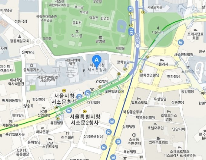 수소충전소가 지어지고 있는 서울시청 서소문청사 (A 표시 지점) 위치도. /사진=카카오맵