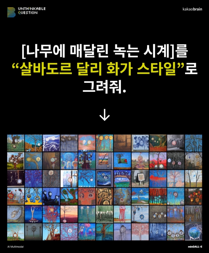 카카오브레인이 개발한 한국어 초거대AI '민달리(minDALL-E)' 모델이 그린 그림 예시 /사진=카카오브레인