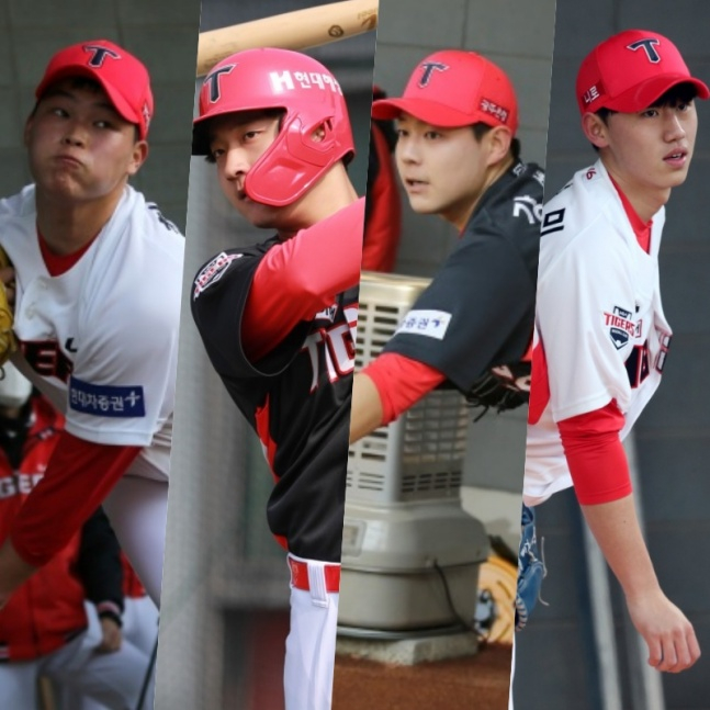 왼쪽부터 최지민, 윤도현, 강병우, 김찬민./사진=KIA타이거즈