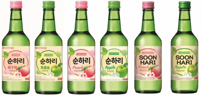 롯데칠성음료 리큐르 제품인 '순하리' 시리즈/사진제공=롯데칠성음료