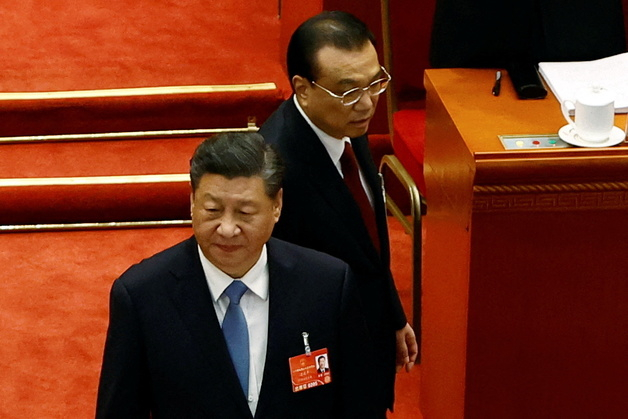 (베이징 로이터=뉴스1) 우동명 기자 = 시진핑 중국 국가 주석과 리커창 총리가 3월5일 (현지시간) 베이징 인민 대회당에서 열린 전국인민정치협상회의(정협) 개막식에 참석을 하고 있다.  (C) 로이터=뉴스1  