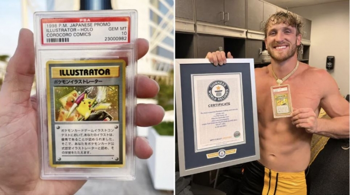 지난해 7월 67억원이 넘는 값에 거래된 희귀 피카츄 카드(왼쪽)과 이를 구입한 유튜버이자 WWE 선수 로건 폴(오른쪽)/사진=기네스월드레코드