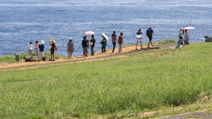 지난달 18일 오후 제주시 우도면 연평리 우도봉(쇠머리오름)을 찾은 관광객들이 시원한 바닷바람을 맞으며 산책하고 있다. /사진=뉴시스