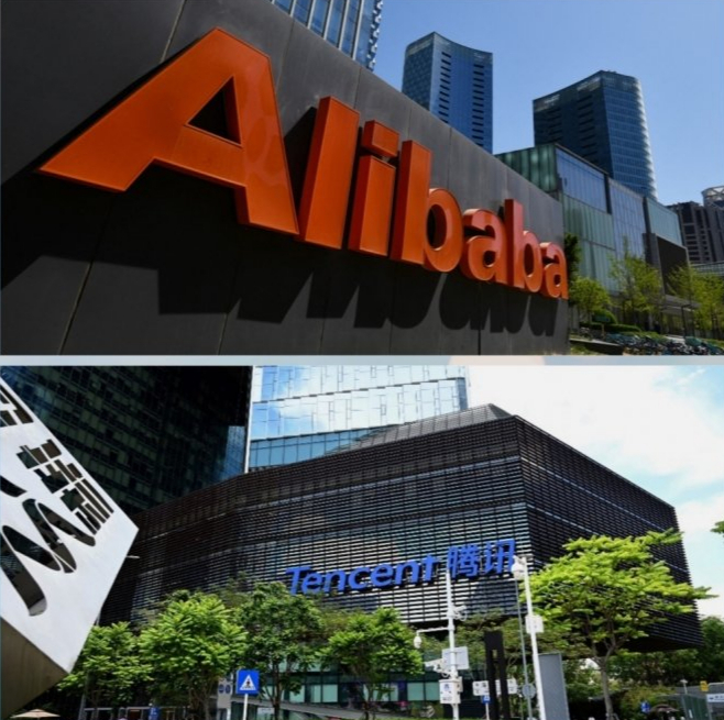 중국 대표 기술기업인 알리바바(위)와 텐센트(아래) 본사 전경/ⓒ AFP=뉴스1