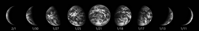 다누리가 약 1달간 달 임무궤도(달 상공 100㎞)에서 지구를 촬영한 모습. / 사진제공=한국항공우주연구원
