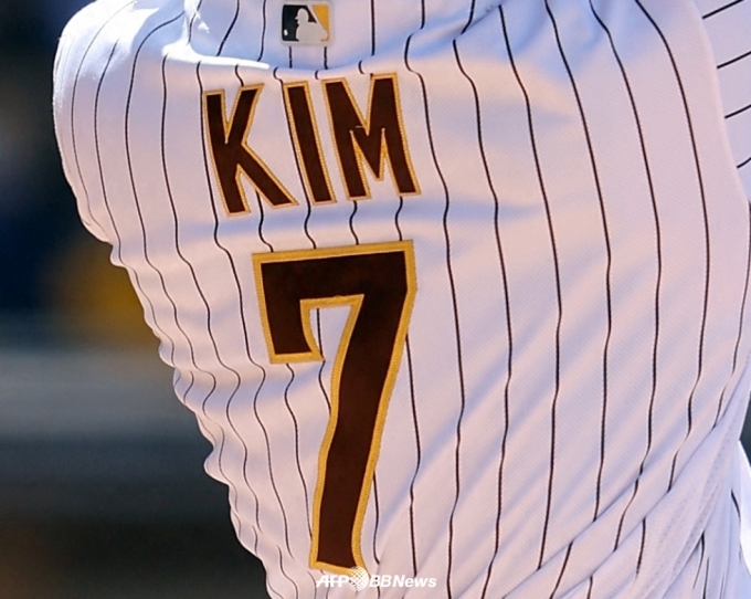 'KIM'이 새겨진 김하성의 유니폼 뒷면. /AFPBBNews=뉴스1
