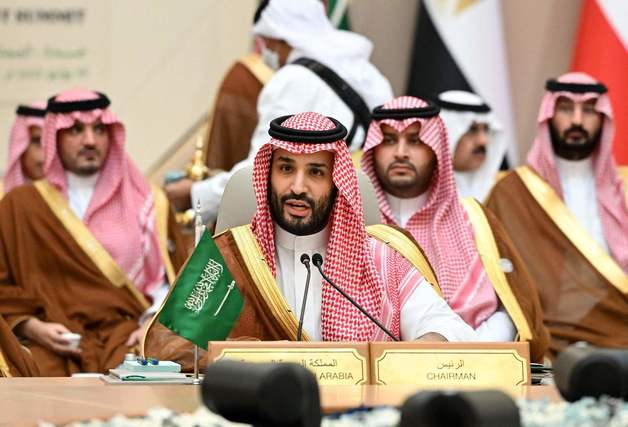 (제다 AFP=뉴스1) 우동명 기자 = 무함마드 빈살만 사우디아라비아 왕세자가 16일(현지시간) 제다에서 열린 걸프협력회의(GCC)+3 정상회의에 참석을 하고 있다.   (C) AFP=뉴스1  