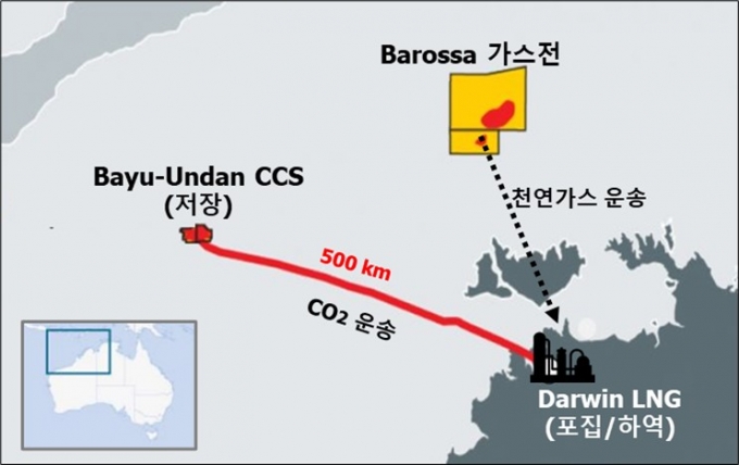 바로사(Barossa) 가스전, 다윈 LNG 플랜트 및 바유운단(Bayu-Undan) 탄소포집 프로젝트 개요/사진=SK E&S