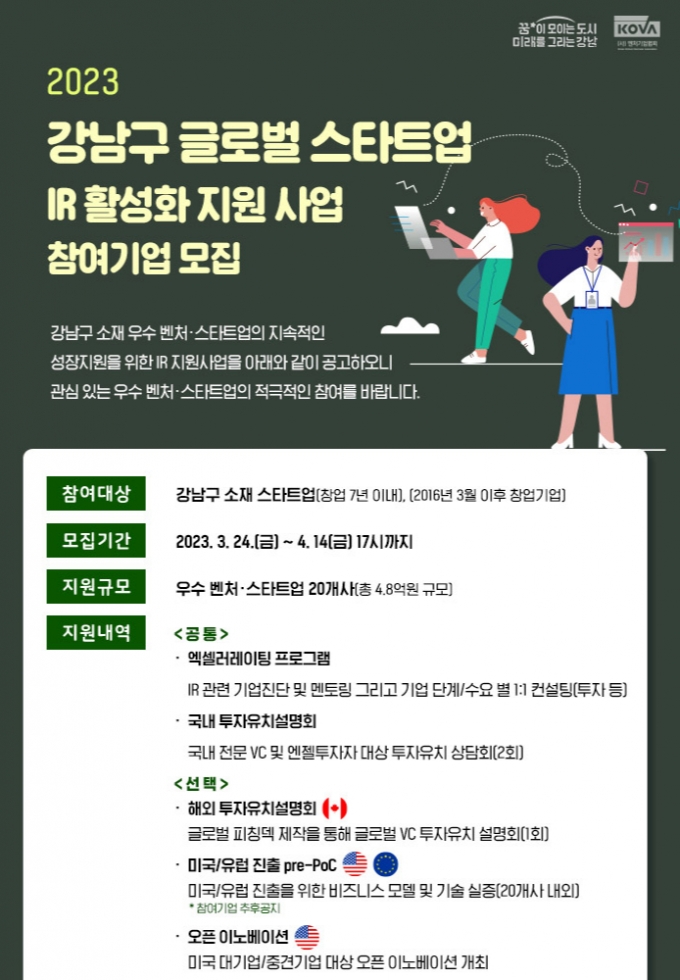 벤기협-강남구, 스타트업 20곳 해외진출 지원...IR 활성화 사업 개최