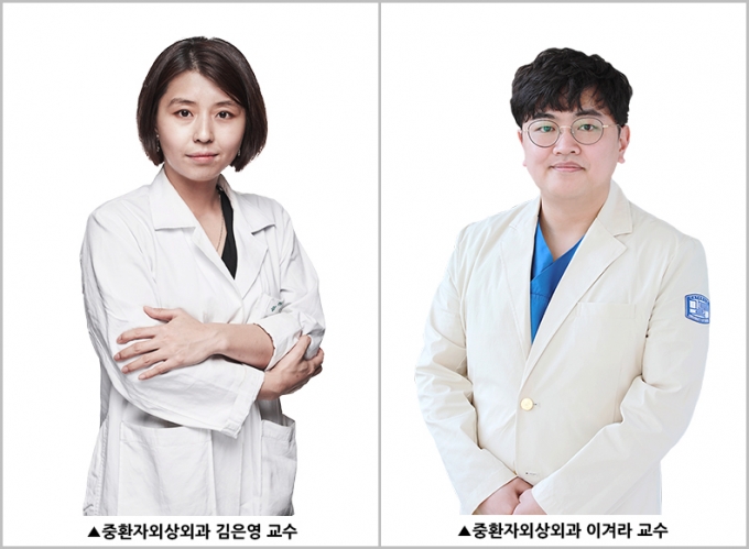 (사진 왼쪽부터) 서울성모병원 중환자외상외과 김은영·이겨라 교수. /사진=서울성모병원