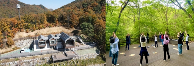 국립제천치유의숲 시설 전경과 활인심방 숲테라피/사진제공=한국관광공사