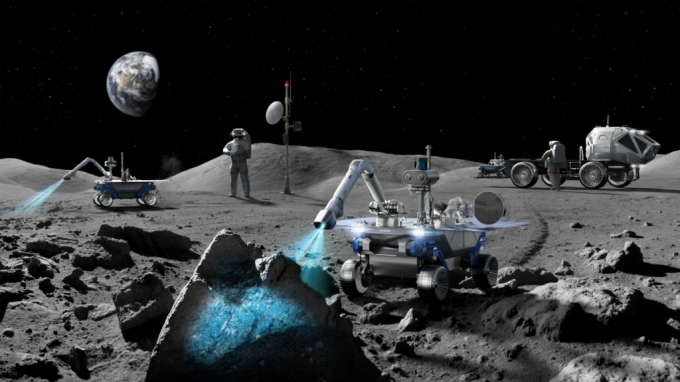 현대차그룹의 '달 탐사 전용 로버'가 달 탐사를 하고 있는 비전 이미지/사진=현대차그룹 제공