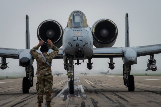 주한 미 공군이 이달 초 오산 공군기지에서 실시한 훈련 현장. 사진제공=미 공군