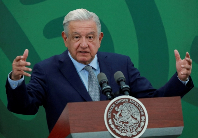 안드레스 마누엘 로페스 오브라도르 멕시코 대통령이 지난 3월 멕시코시티에서 열린 행사에서 연설하고 있다. /로이터=뉴스1