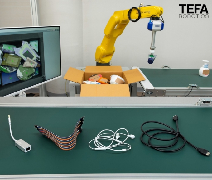테파로보틱스가 구현한 로봇 자동화(위)와 비정형 물체들(아래)/사진제공=테파로보틱스