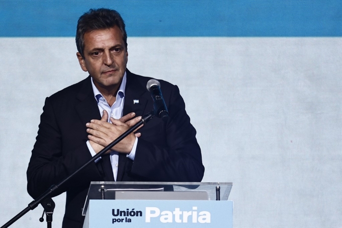 22일 아르헨티나 대통령 선거에서 1위를 차지한 좌파 집권당의 세로히오 마사(51) 후보/AFPBBNews=뉴스1