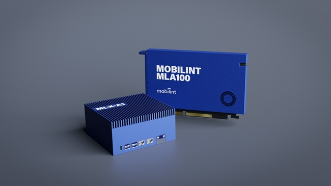 (왼쪽부터)모빌린트의 AI반도체 제품 'MLX-A1'와 'MLA100'/사진=모빌린트