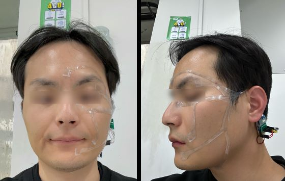 개인 맞춤형 피부 통합 얼굴 인터페이스(PSiFI) 시스템을 착용한 모습/사진=UNIST