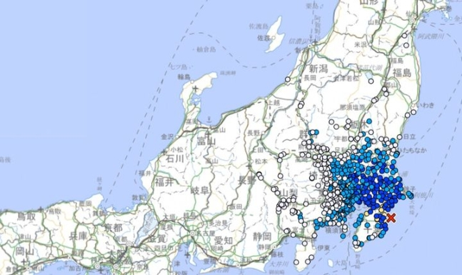 [서울=뉴시스] 1일 오전 5시43분께 일본 지바현 동쪽 해역에서 규모 5.2의 지진이 발생했다고 일본 기상청이 발표했다. (사진=일본 기상청 갈무리). 2024.03.01. *재판매 및 DB 금지 *재판매 및 DB 금지 
