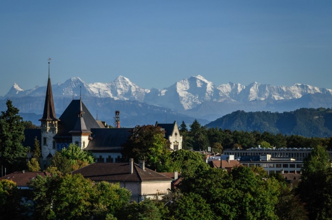 2021년 9월 스위스 수도 베른에서 바라본 알프스 산맥/AFPBBNews=뉴스1