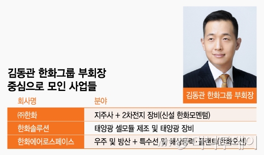 김동관 한화그룹 부회장 중심으로 모인 사업들/그래픽=조수아