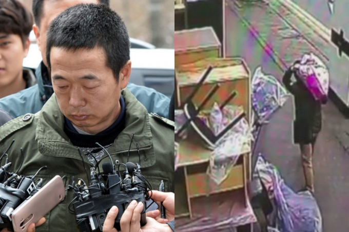 살인 및 시체유기 피의자 김하일, 김하일이 사체 일부가 담긴 가방을 들고 이동하는 모습이 포착된 CCTV 영상 모습. /사진=뉴스1