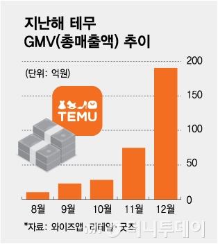 테무 지난해 총매출액(GMV) 추이/그래픽=김다나