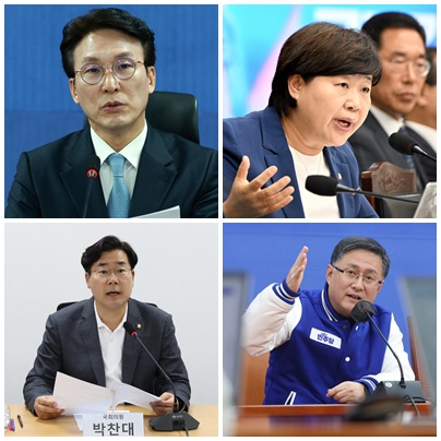 (왼쪽 위부터 시계방향으로)더불어민주당 김민석 의원, 서영교 의원, 김성환 의원, 박찬대 의원/사진=뉴시스