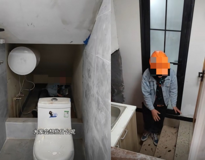 화장실 변기와 침대가 함께 있는 아파트가 중국 상하이의 비싼 임대료 문제를 재조명했다./사진=더우인