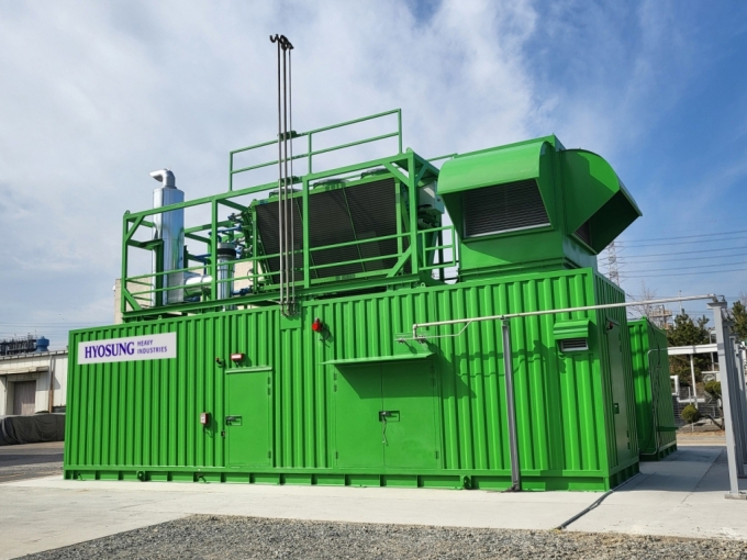 효성중공업이 지난 4월부터 울산 효성화학 용연공장에서 가동중인 수소 엔진 발전기.